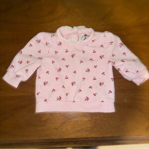 Janie and Jack Pink Cherry Print Lace-Trim Sweatshirt 3-6m